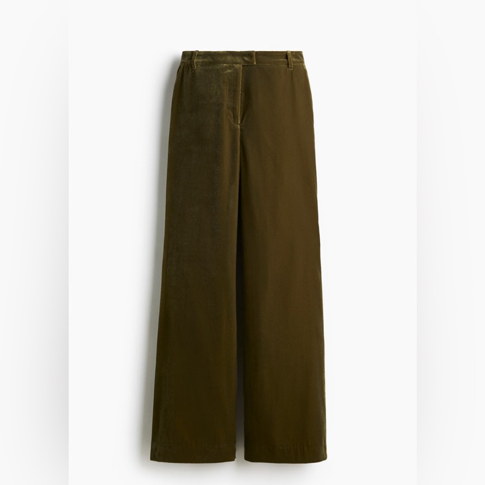 H&M Elegant Olive Green velvet Women's bootcut Pants size 10 NWT - Picture 4 of 5
